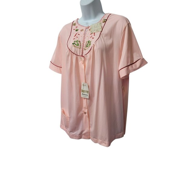 Komar Pajama Set Womens Sz 40 Vintage Button Antron Nylon Embroidered USA Sleep - Picture 5 of 16